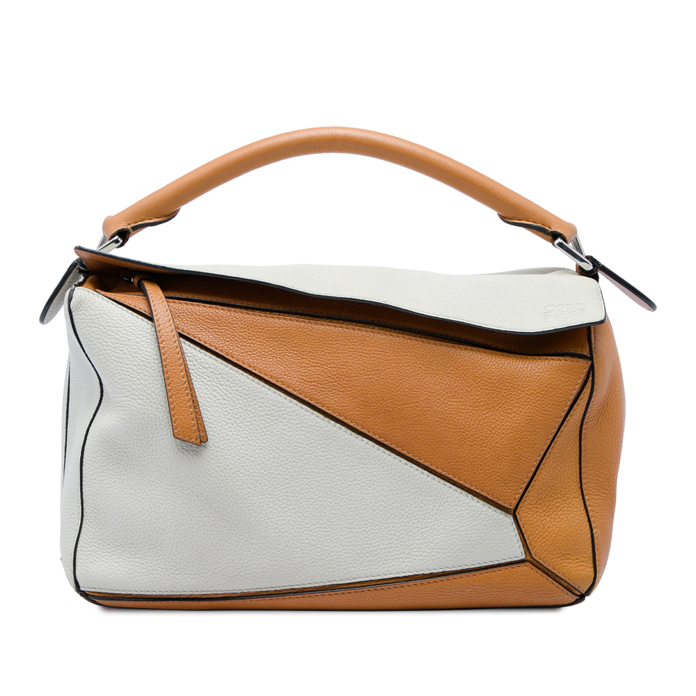 Pre-Loved LOEWE Medium Bicolor Calfskin Puzzle Satchel